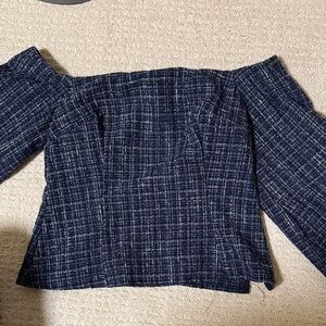 Zara Off-Shoulder Navy Blouse